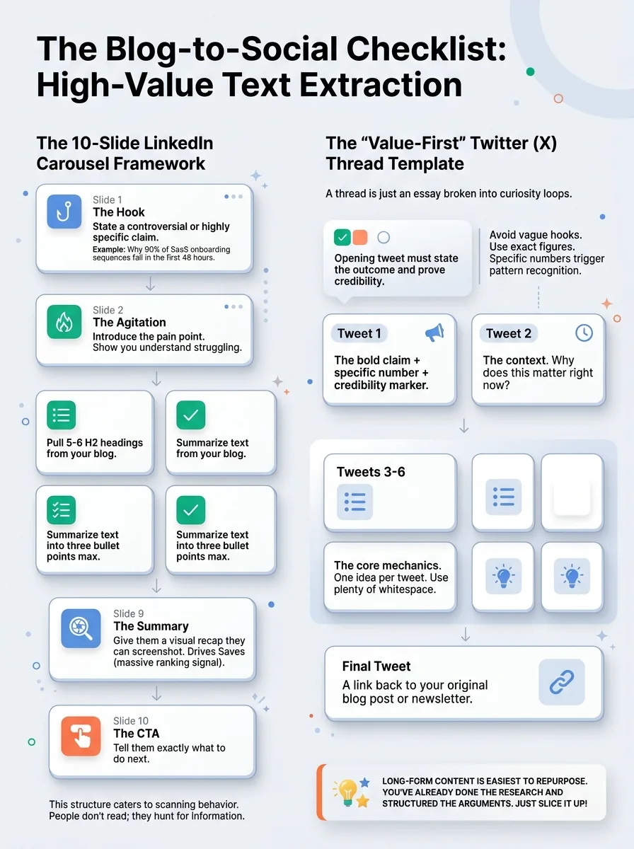 The Blog-to-Social Checklist: High-Value Text Extraction — content repurposing checklist