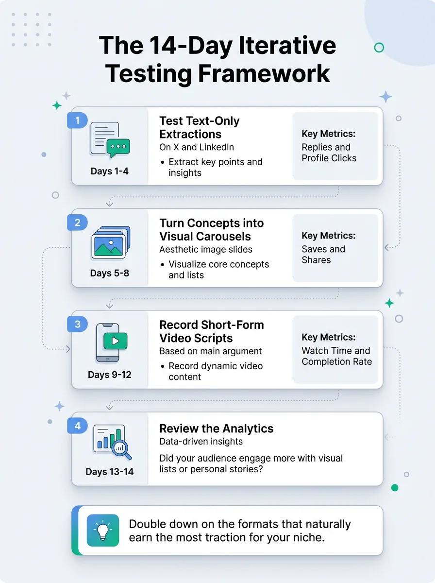 The 14-Day Iterative Testing Framework — how to repurpose blog posts into social media posts