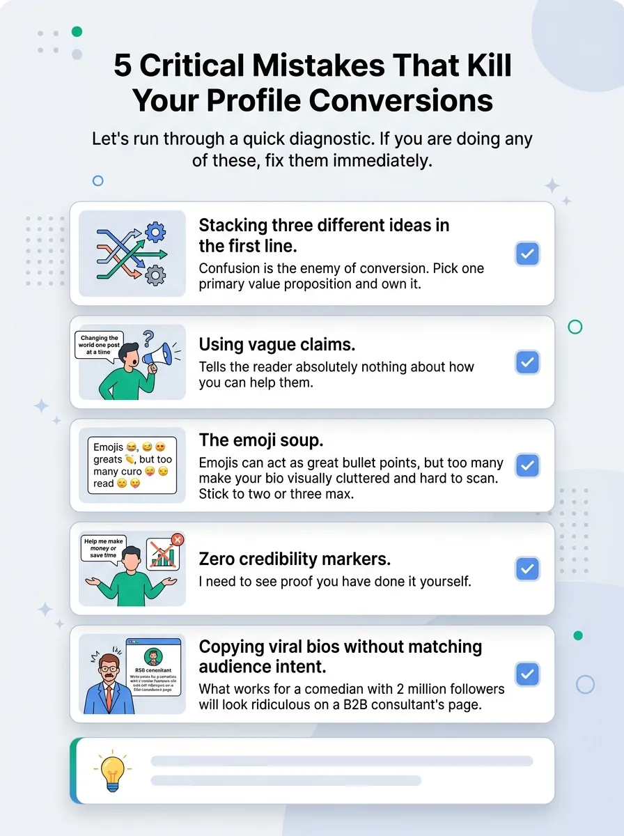 5 Critical Mistakes That Kill Your Profile Conversions — how to write a bio that converts profile visitors