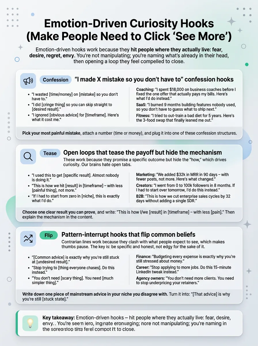 Emotion-Driven Curiosity Hooks (Make People Need to Click ‘See More’) - infographic