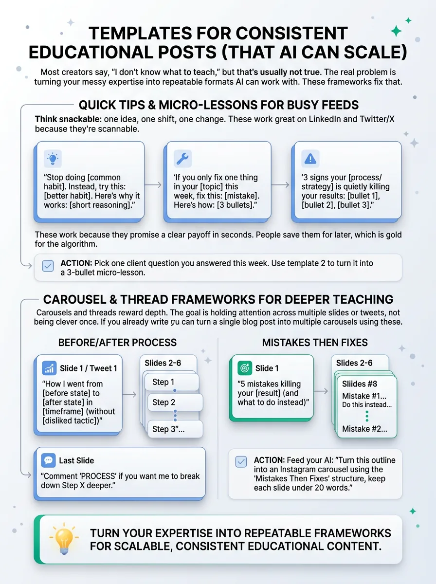 Templates for Consistent Educational Posts (That AI Can Scale) - infographic