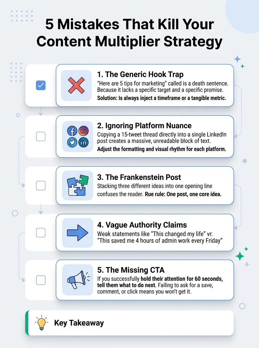 5 Mistakes That Kill Your Content Multiplier Strategy — turn one idea into 10 social media posts