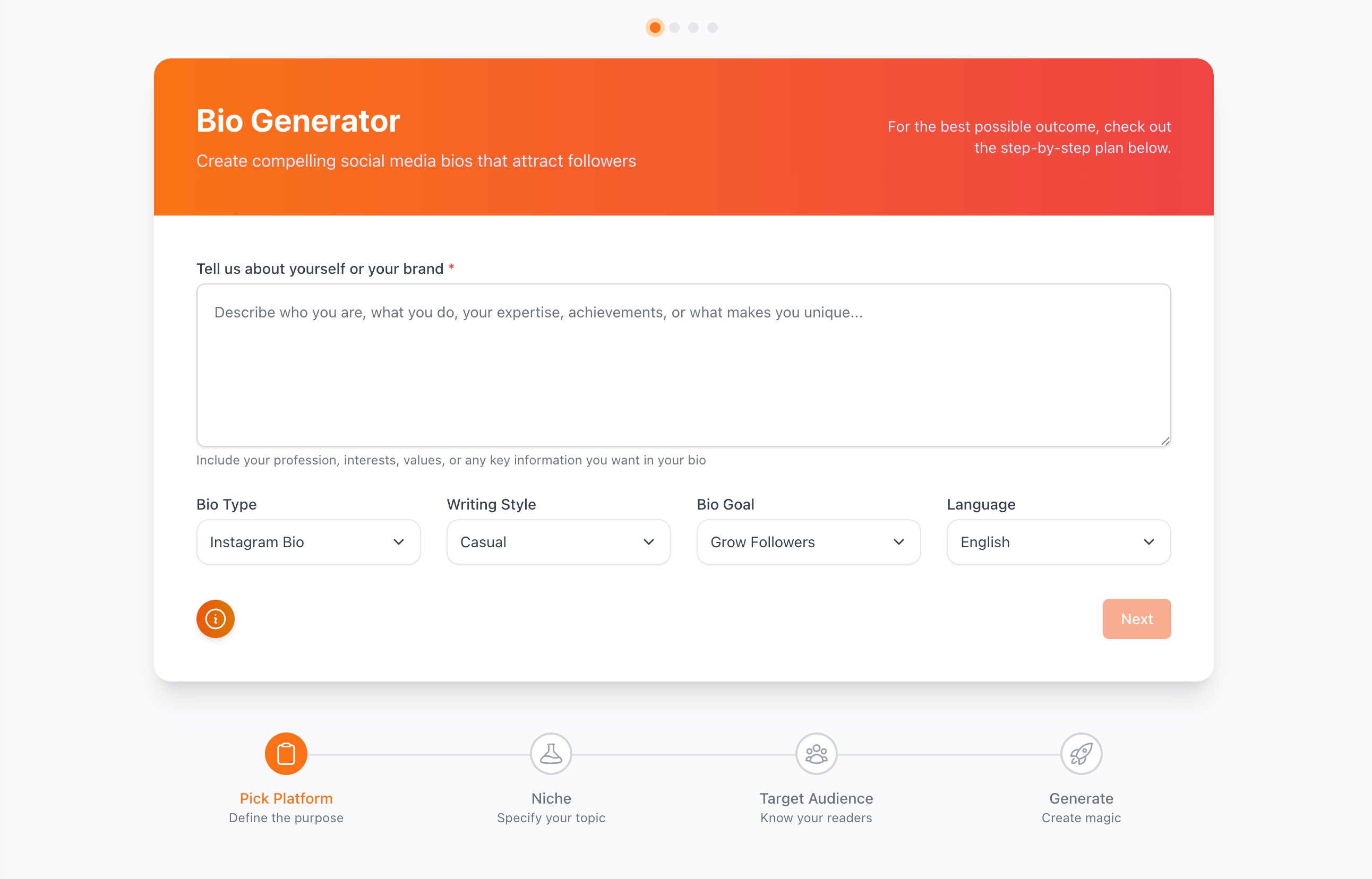 Bio Generator Interface