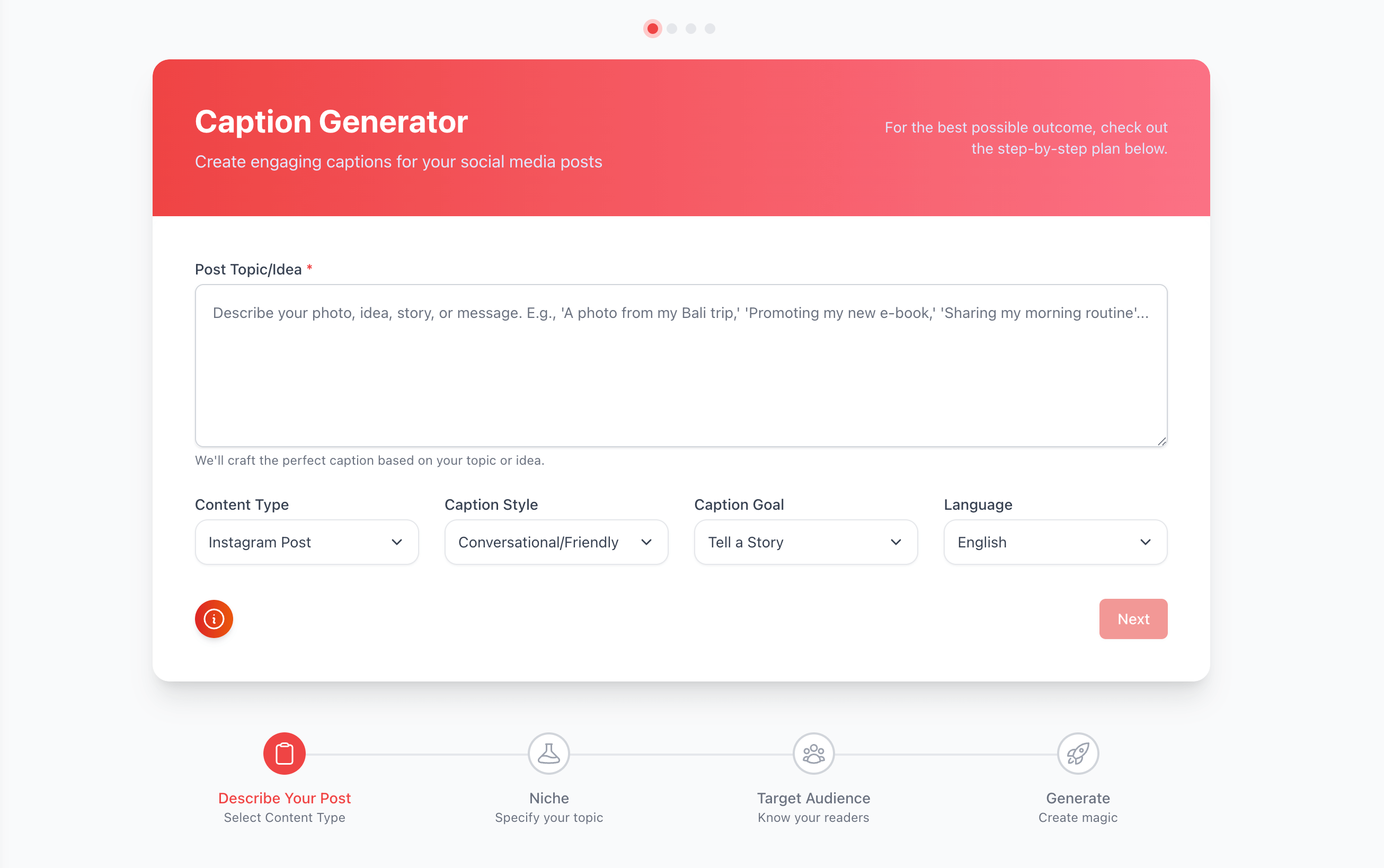 Caption Generator Interface