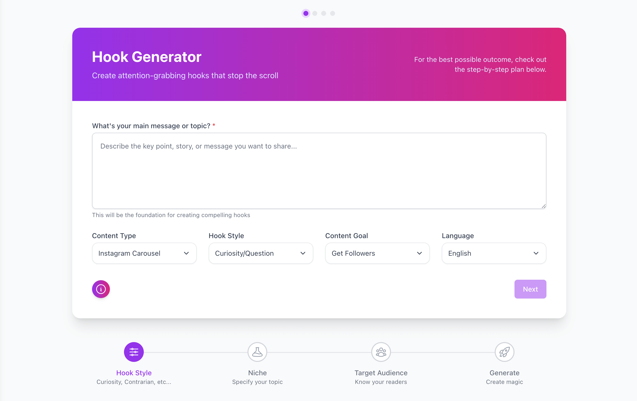 Hook Generator Interface