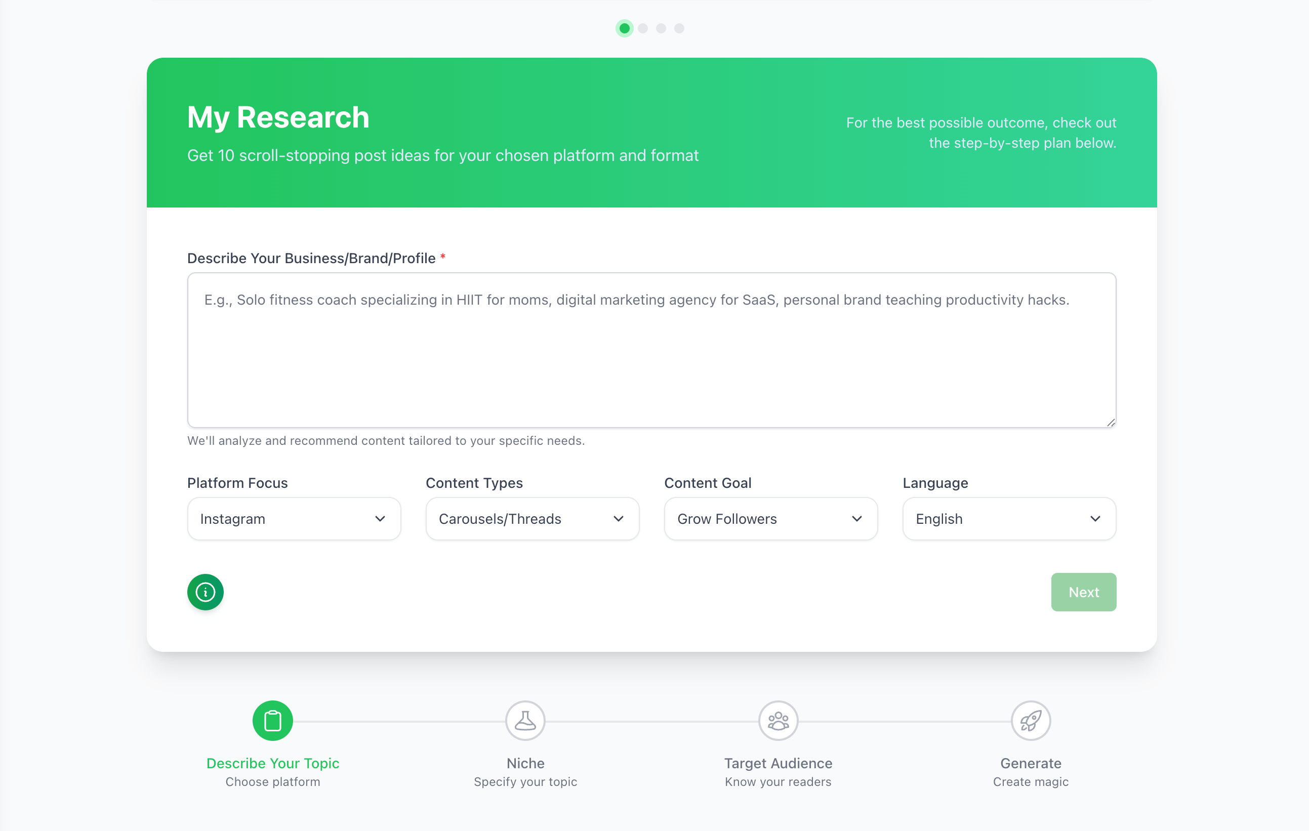 Content Research Interface